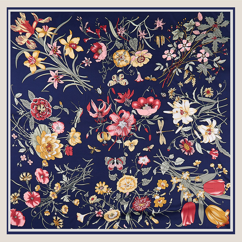 Scarf Silk Square - POBING Twill Silk Scarf Women Flowers