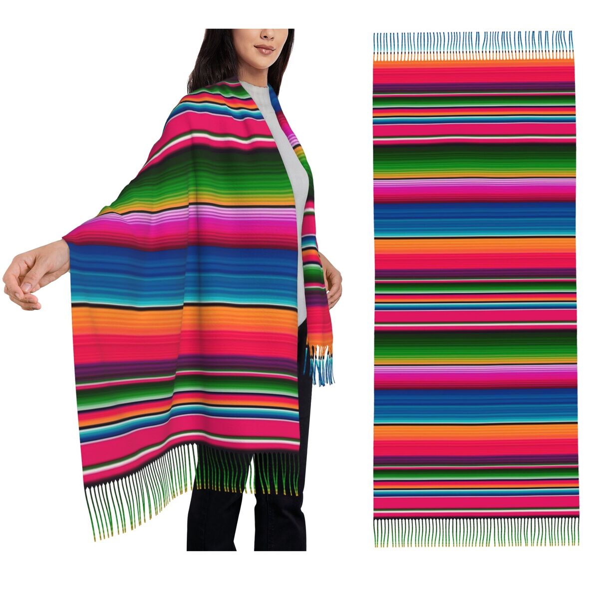 Mexican Blanket Striped Fiesta - Woven Scarf Blanket 评论和价格