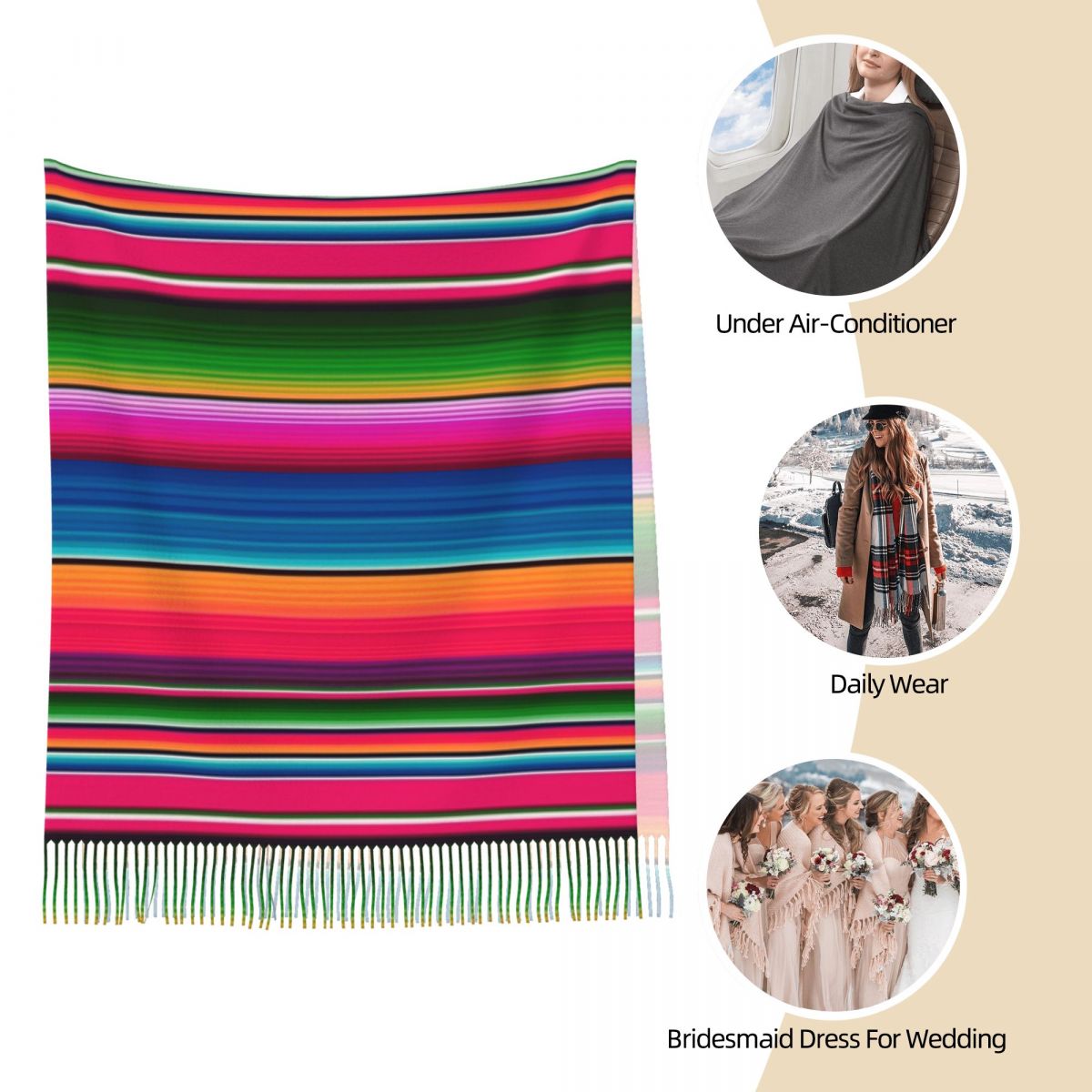 Mexican Blanket Striped Fiesta - Woven Scarf Blanket 评论和价格