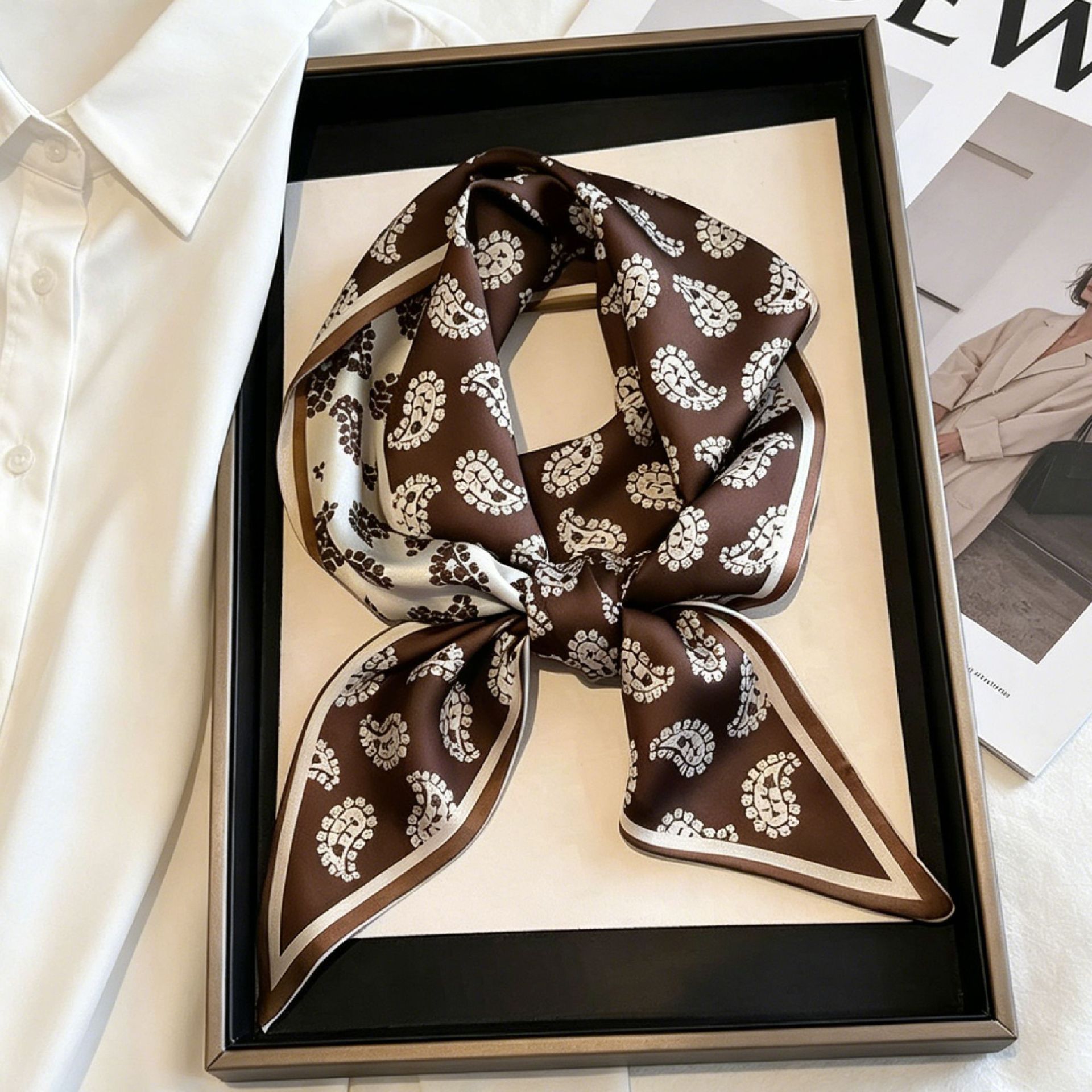 Luxury Long Neckerchief Skinny - Ascot Neck Scarf 评论和价格