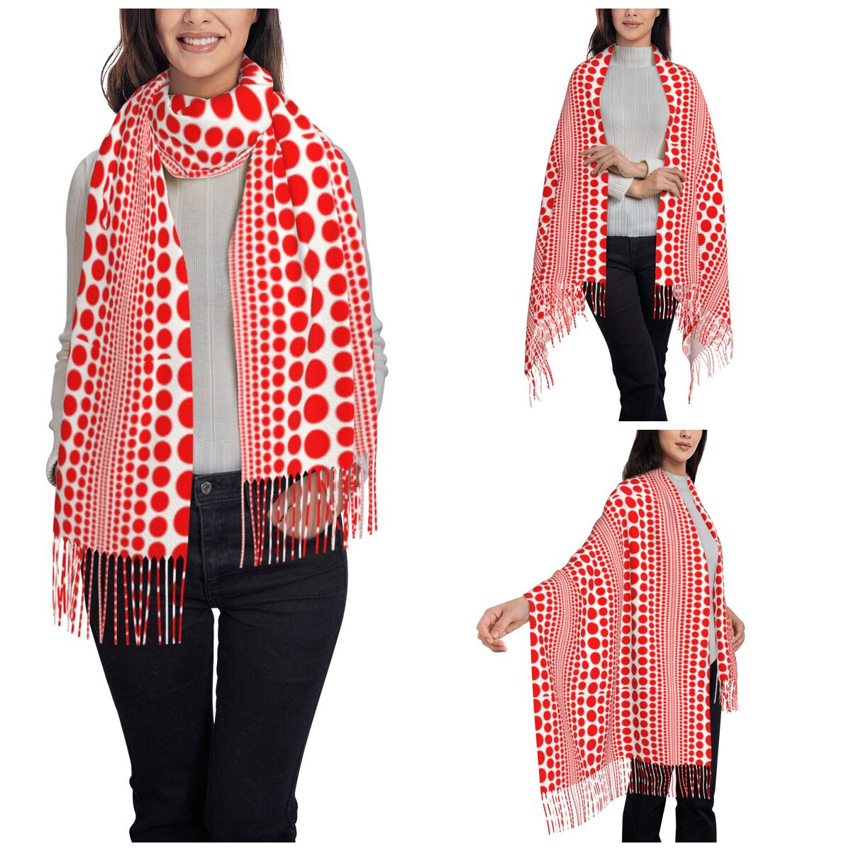 Red Infinity Polka Dots Scarf  - Infinity Scarf Knit 评论和价格