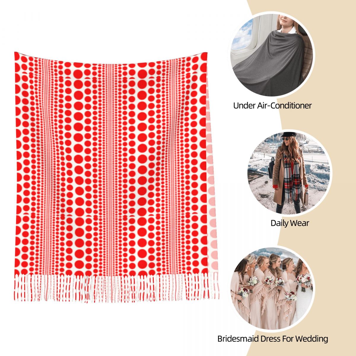 Red Infinity Polka Dots Scarf  - Infinity Scarf Knit 评论和价格