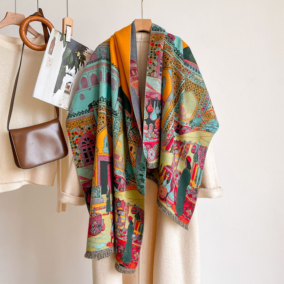 Women Imitation Cashmere Scarf - Woven Scarf Blanket 评论和价格