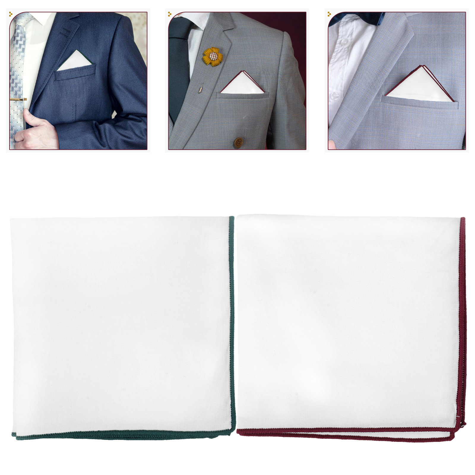 2Pcs White Simple Cotton Pocke - Handkerchief Cotton Men 评论和价格
